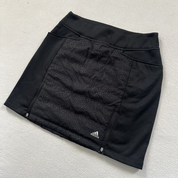 Adidas Women Black Pocket Side Zipper Insulated Quilted Primaloft Golf Skirt XS - Picture 3 of 9